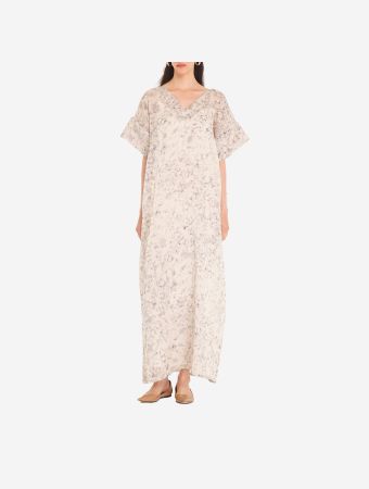Grey Embossed Amira Kaftan
