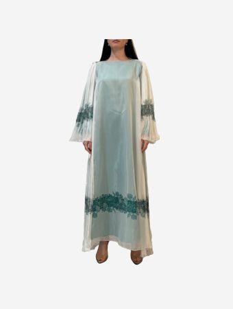 Tha Seen Teal Maxi Dress With Pleated Detailing