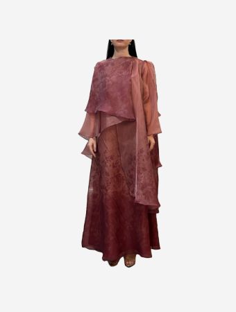 Tha Seen Pink Multilayer Draped Organza Maxi Dress
