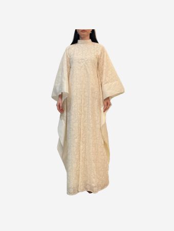 Tha Seen Off White Embroidered Kaftan Dress