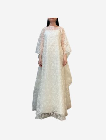 Tha Seen Off White Embroidered Kaftan With Inner Dress