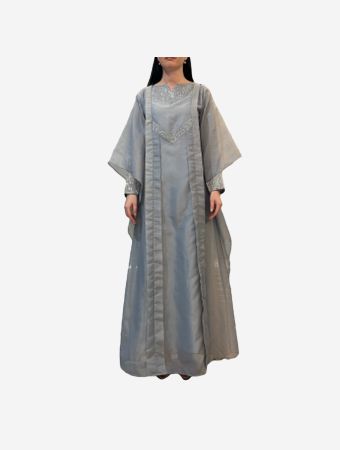 Tha Seen Grey Embroidered Thoub Dress