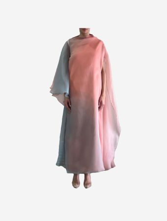 Tha Seen Peach Ombre Draped Organza Maxi Dress