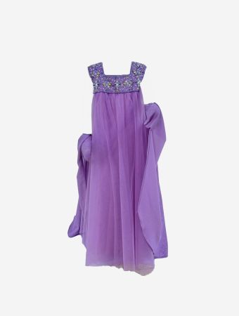 Scarlet Kids Purple Sleeveless Long Jalabiya With Butterfly Cape