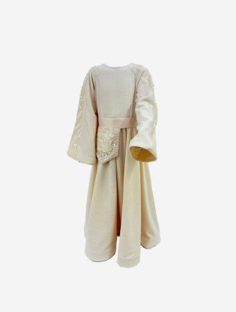 Scarlet Kids Peach Long Halter Jalabiya With Embroidery Fabric