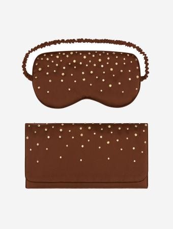 Olivia Von Halle Astrid Audrey Eyemask In Matching Silk Pouch