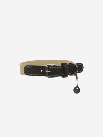Mungo & Maud Beige Espresso Baseball Leather Collar
