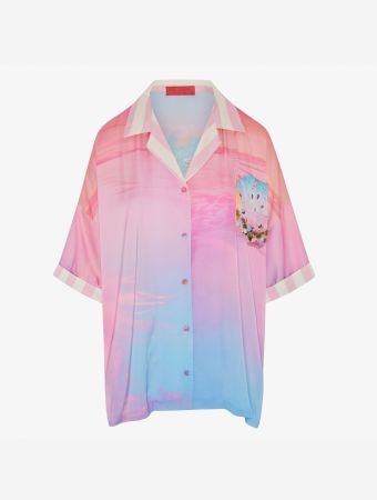 Whitehello Pink Ny Morning Beach Pink Arty Shirt
