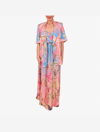 Whitehello Blue Pink Parrots Louise Shirt