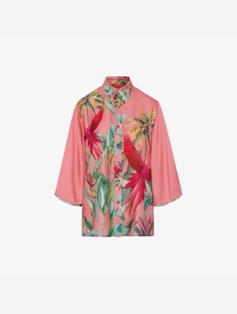 Whitehello Coral Fushia Parrots Louise Shirt