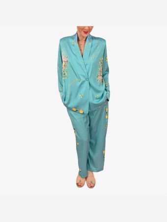 Whitehello Turquoise Amalfi Arty Trousers
