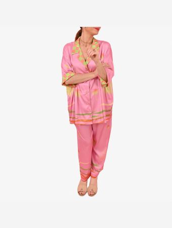 Whitehello Pink Palm Damier Arty Shirt