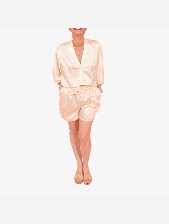 Whitehello Off White Plain Silk Luna Shirt