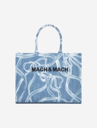Mach & Mach Denim Blue Riviera Medium Tote Bag