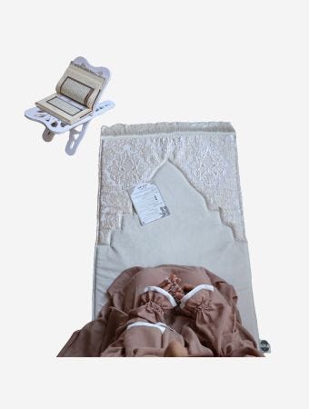 Quart Aini Beige Female Prayer Set Crepe Fabric Dress 