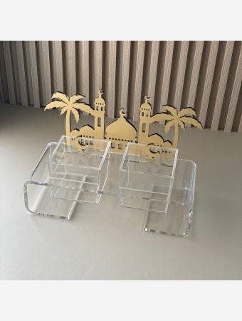 Stand With Boxes Clear & Gold
