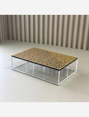 Serving Box Clear & Gold - Design 1