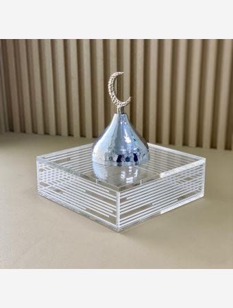 Serving Box Clear & Silver