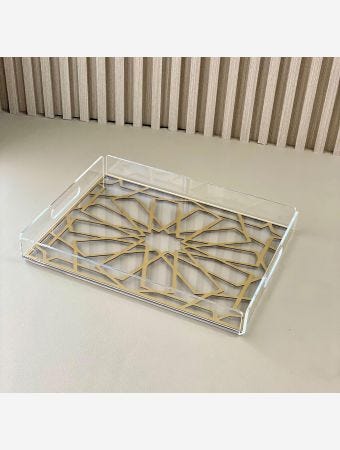 Serving Tray Clear & Gold - Design 2