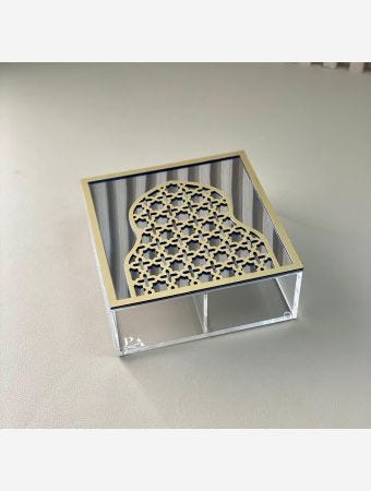 Serving Box Clear & Gold - Design 3