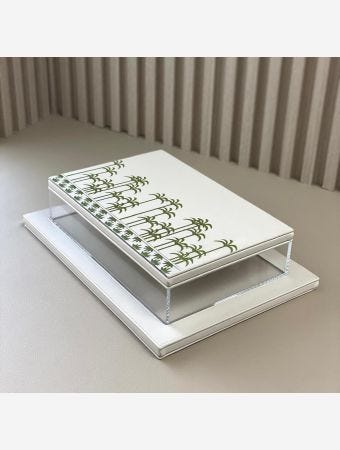 Box With Leather Base White & Clear