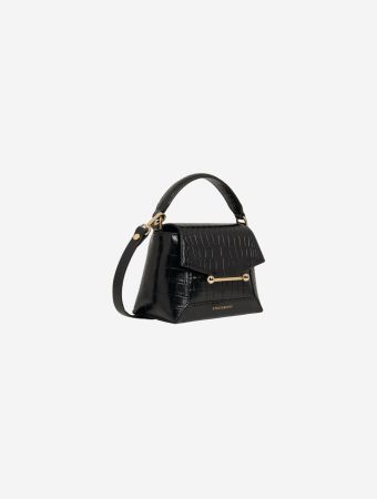 Strathberry Black Mosaic Nano Croc Handbag