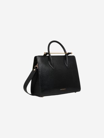 Strathberry Black Mini Tote Lizard Handbag