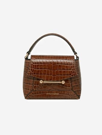 Strathberry Walnut Mosaic Nano Croc Handbag