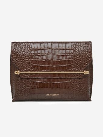 Strathberry Chocolate Stylist Croc Handbag