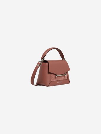 Strathberry Sienna Dusty Pink Mosaic Nano Suede Grain Handbag
