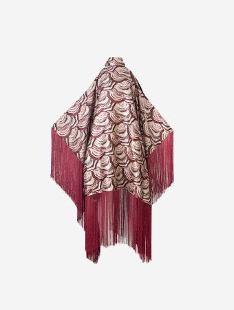 Wanni Fuga Wine Amaya Cold Shoulder Kaftan Jacquard