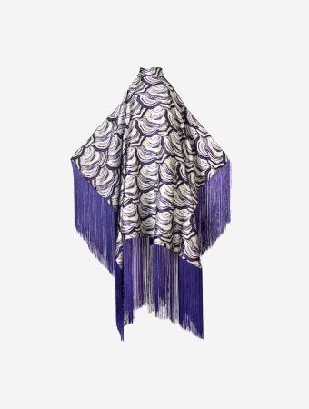 Wanni Fuga Purple Amaya Cold Shoulder Kaftan Jacquard