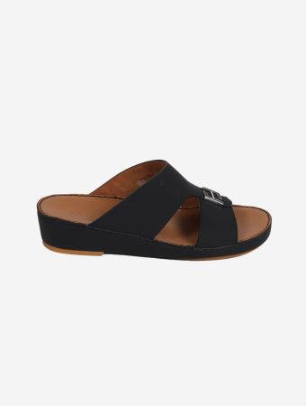 Fares Black Matt Crocodile Sandals