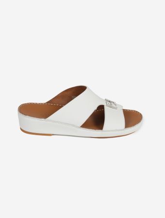 Fares White Matt Touch Crocodile Sandals