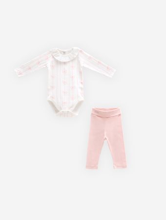Atelier Babbi Pink Body & Pants Set - Ribbon