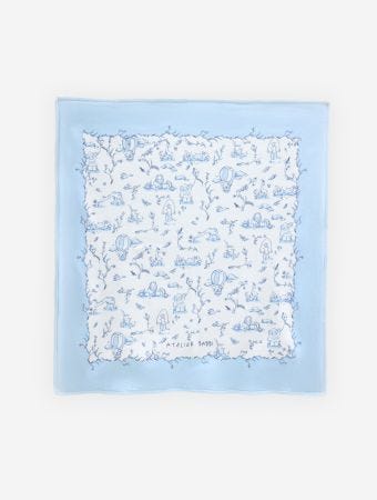 Atelier Babbi Blue Double Sided Blanket - Toile De Jouy