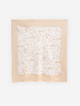 Atelier Babbi Beige Double Sided Blanket - Toile De Jouy