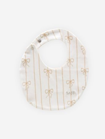 Atelier Babbi Beige Baby Bib - Ribbon