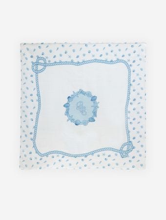 Atelier Babbi Blue Muslin Swaddle - Sea Shells