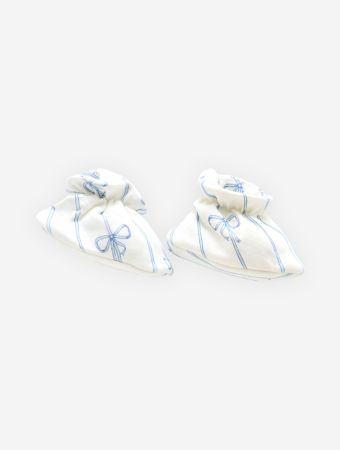 Atelier Babbi Blue Baby Booties - Ribbon