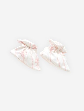 Atelier Babbi Pink Baby Booties - Ribbon
