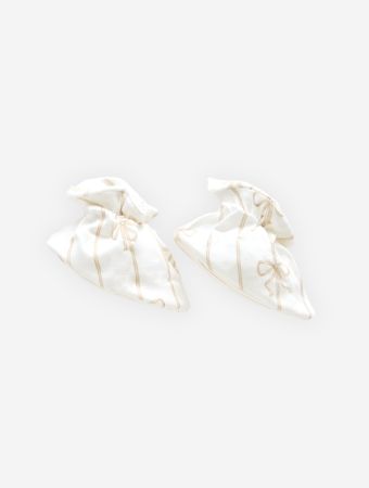 Atelier Babbi Beige Baby Booties - Ribbon