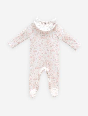 Atelier Babbi Pink Baby Jumpsuit - Toile De Jouy