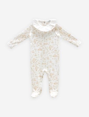 Atelier Babbi Beige Baby Jumpsuit - Toile De Jouy