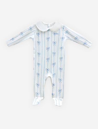 Atelier Babbi Blue Baby Jumpsuit - Ribbon
