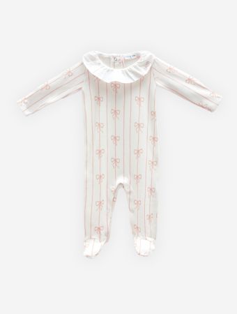 Atelier Babbi Pink Baby Jumpsuit - Ribbon