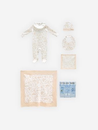 Atelier Babbi Beige Newborn 5 Piece Set - Toile De Jouy