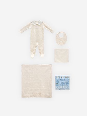 Atelier Babbi Beige Newborn 5 Piece Set - Ikat