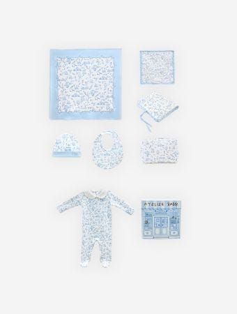 Atelier Babbi Blue Newborn 7 Piece Set - Toile De Jouy