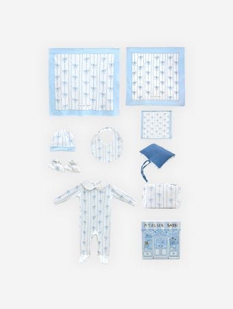Atelier Babbi Blue Newborn 9 Piece Set - Ribbon